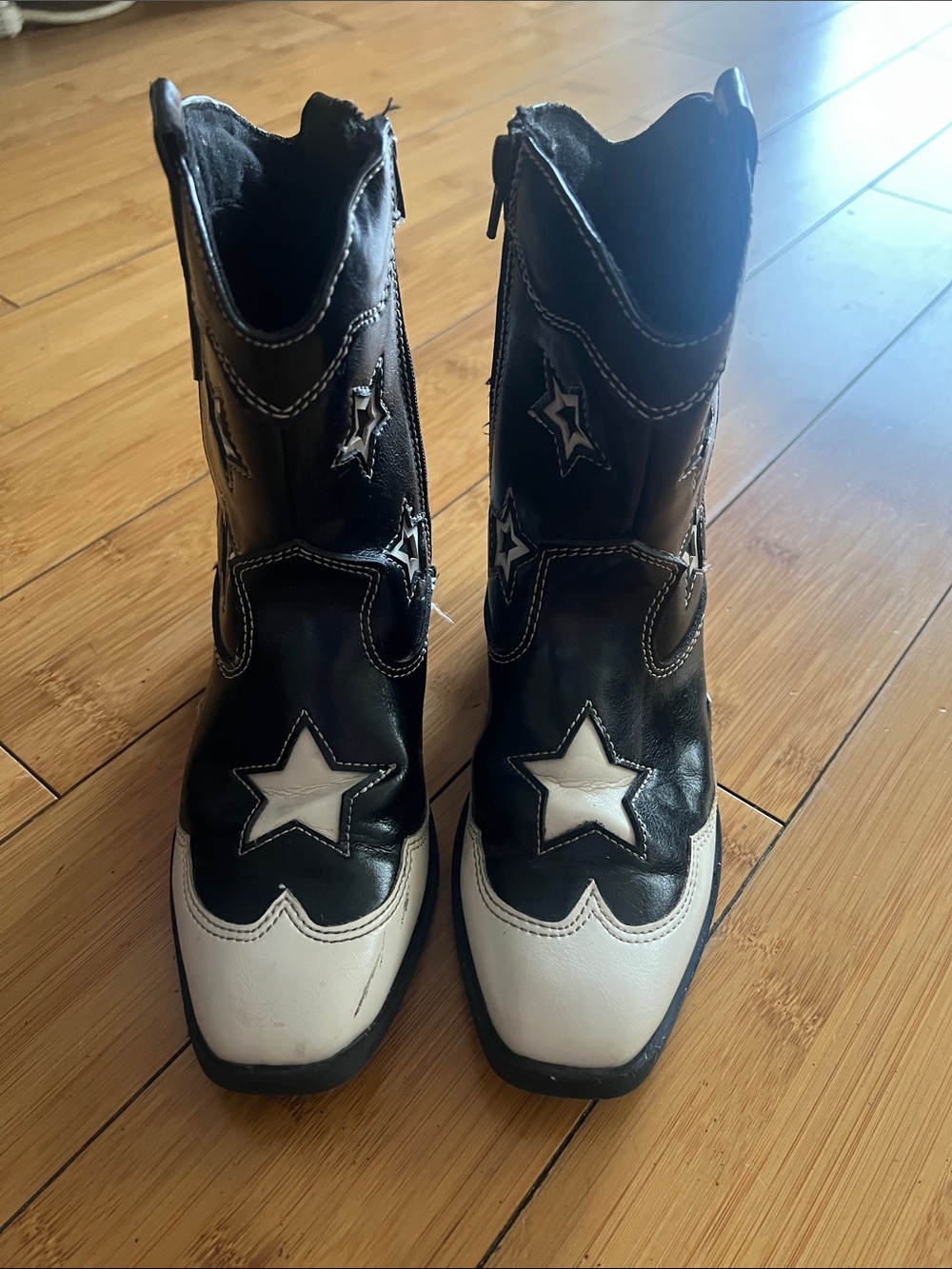 Zara Black and White Star Kids Western Boots